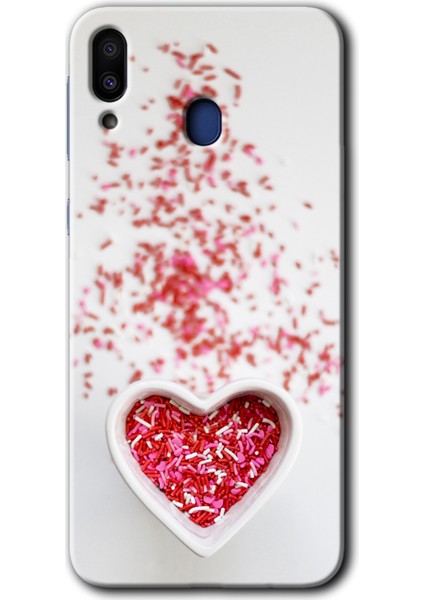 Samsung Galaxy M10 Kılıf Hd Desen Baskılı Arka Kapak - Kalpli Şekerleme