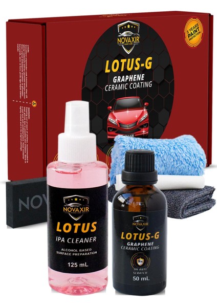 NOVAXIR LOTUS-G 9H NANO GRAFEN-SERAMİK KAPLAMA SETİ (50 Ml), IPA CLEANER, 5-YIL BOYA KORUMA+ULTRA PA