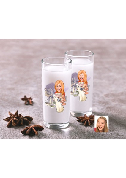 Kişiye Özel Kadın Karikatürlü Ikili Rakı Bardağı Seti-1