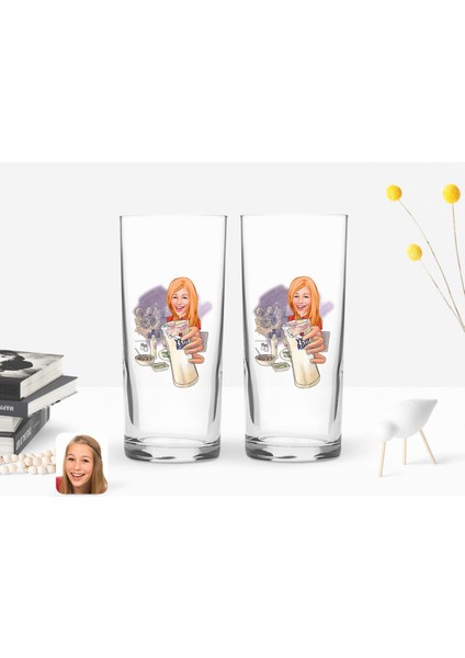 Kişiye Özel Kadın Karikatürlü Ikili Rakı Bardağı Seti-1 fiyatları