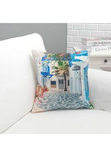 Yaz Temalı Alaçatı Desen Kırlent Kılıfı 43X43CM
