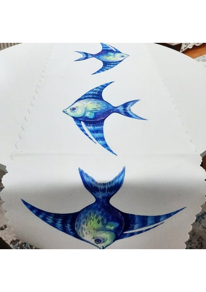 Marin Desenli Dekoratif Runner Örtü 40X140CM