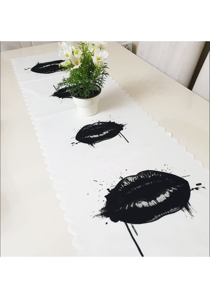 Black Lips Dekoratif Runner Örtü 40X140CM