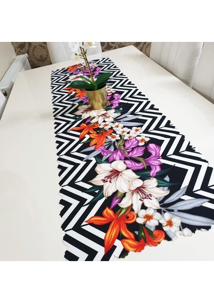 Tropikal Zigzag Dekoratif Runner Örtü 40X140CM