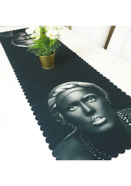 Black Face Dekoratif Runner Örtü 40X140CM