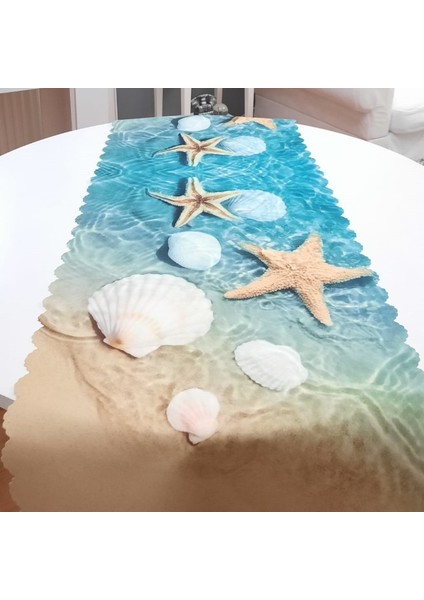 Marin Desenli Dekoratif Runner Örtü 40X140CM
