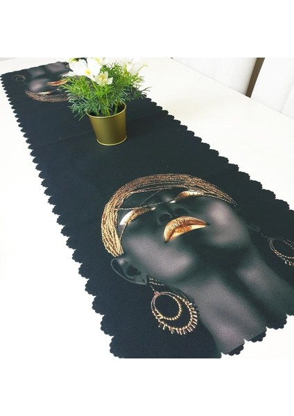 Black Face Dekoratif Runner Örtü 40X140CM