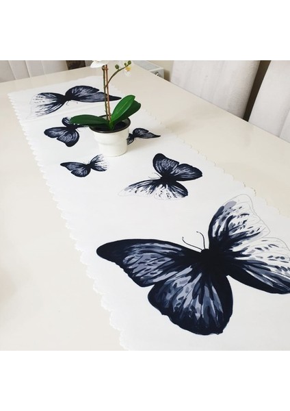 Renkli Kelebekler Model Dekoratif Runner 40X140CM