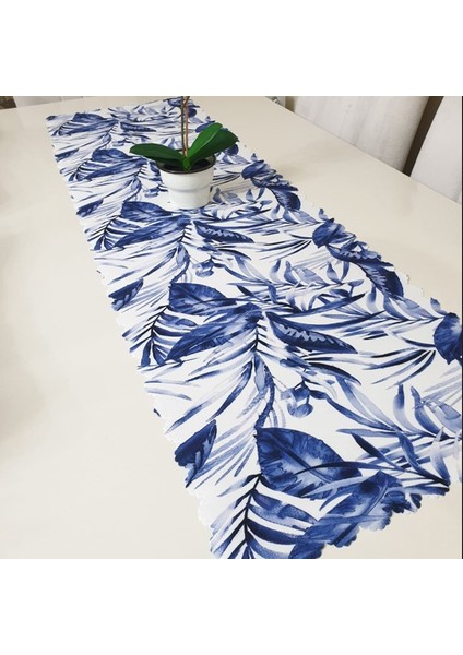 Mavi Tropik Dekoratif Runner Örtü 40X140CM