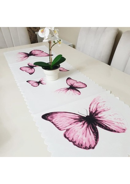 Renkli Kelebekler Model Dekoratif Runner 40X140CM