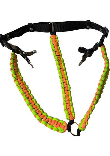 Köpek göğüs tasması paracort örgü yeşil turuncu siyah orta ırk göğüs ölçüsü:45-70cm ayarlamalı dog harness GT5-6