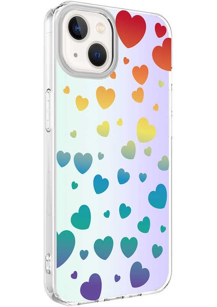 Apple iPhone 13 Kapak Kalp Desenli Fosforlu Silikon Kılıf