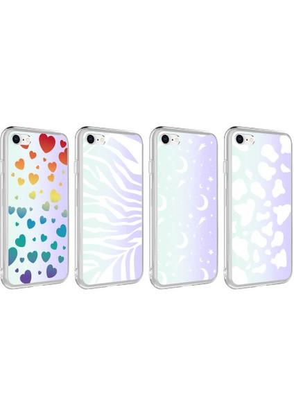 Apple iPhone 7 Kapak Zebra Desenli Fosforlu Silikon Kılıf