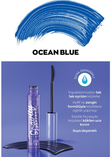 Color Trend Full Fan Volume Suya Dayanıklı Maskara Ocean Blue