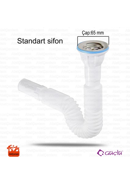 Körüklü Sifon Inox Paslanmaz Çelik Süzgeç Ve Civata 65lik Standart Sifon