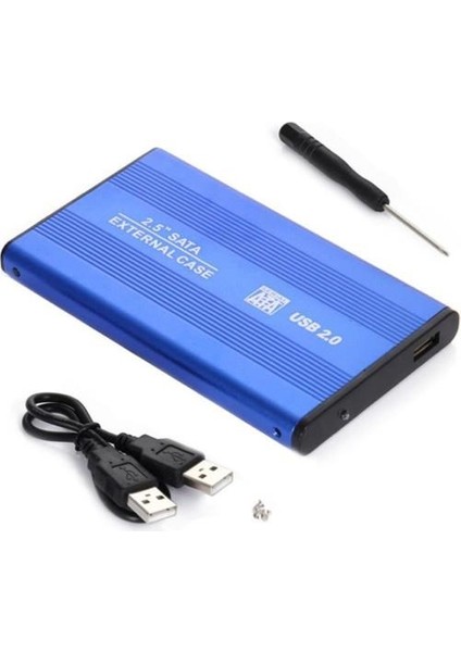 2.5'' Inç Sata 2.0 HDD Harddisk Kutu Aliminyum Gövde - Harici HDD Hard Disk Kutusu Mavi