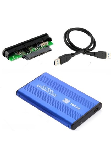 2.5'' Inç Sata 2.0 HDD Harddisk Kutu Aliminyum Gövde - Harici HDD Hard Disk Kutusu Mavi