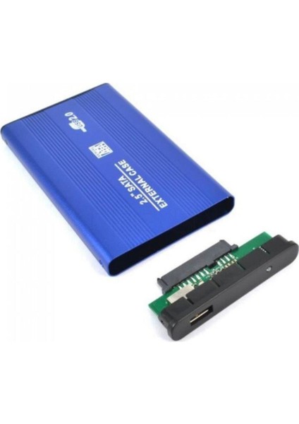 2.5'' Inç Sata 2.0 HDD Harddisk Kutu Aliminyum Gövde - Harici HDD Hard Disk Kutusu Mavi