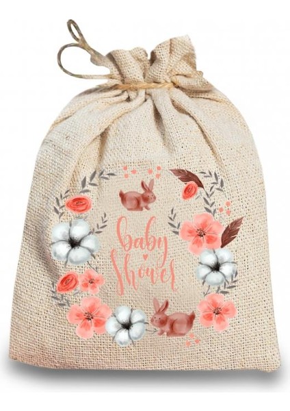 Baby Shower Hatırası Hasır Ipli Hediye Kesesi HK2141