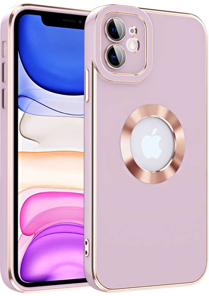 Case World Apple iPhone 11 Kapak Mercek Korumalı Logo Gösteren Tasarım Silikon Kılıf - Mor