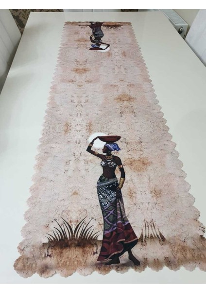 Kum Beji Su Taşıyan Afrikalı Desenli Model Dekoratif Runner Örtü fiyatları