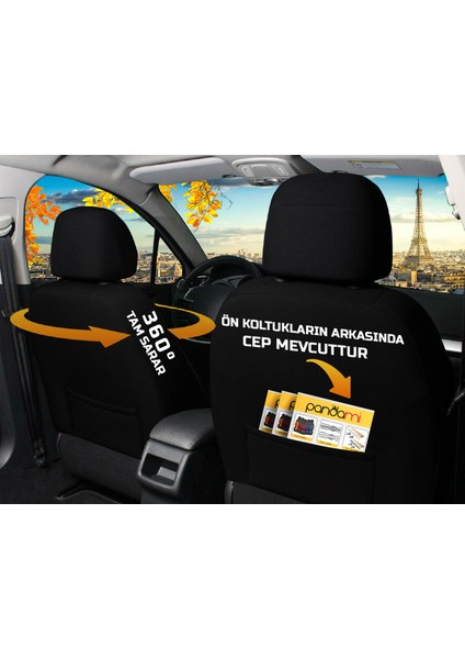 Oto Pandami Opel Combo E 2018  Uyumlu 1+1 Turuncu Koltuk Kılıfı