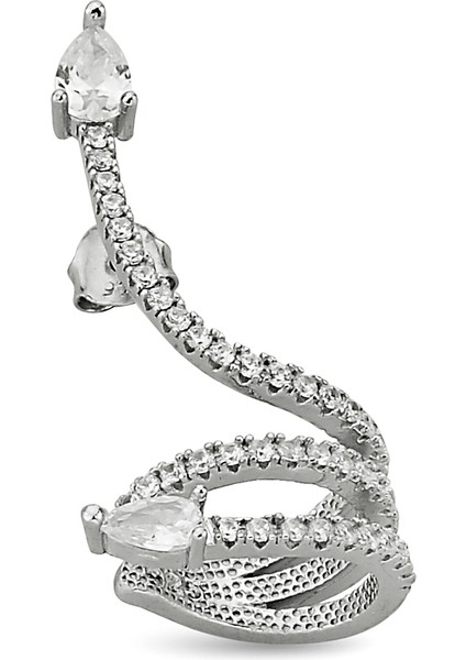 925 Ayar Gümüş Zirkon Taşlı Yılan Biçimli Kıkırdak Küpe - 12105000 fiyatları