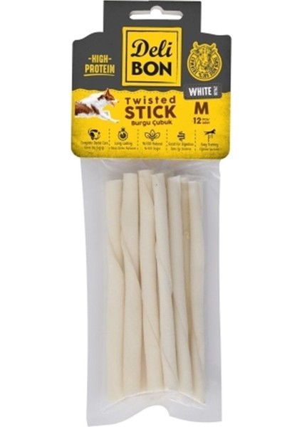 Deri Burgu Çubuk Orta Boy 12 Li Paket Beyaz