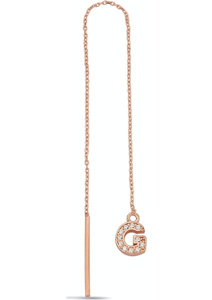G Harfi 925 Ayar Gümüş Rose Tek Zincir Küpe - K099501 fiyatları