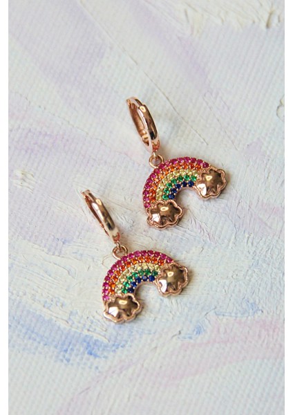 925 Ayar Gümüş Rose Gökkuşağı Küpe - K098301 modelleri