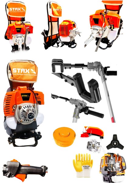 Çelik Krank 3hp 52CC Benzinli Sırt Tipi Tırpan Çayır Ot Biçme Makinesi + Zeytin Silkeleme Makinesi