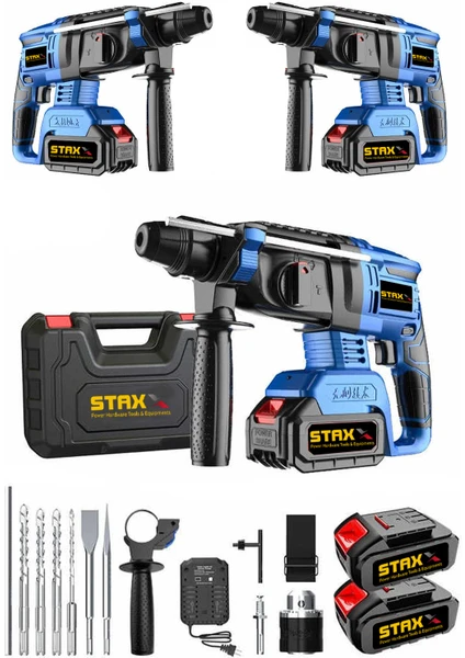 Staxx Power AKT214A Kömürsüz Brushless Motorlu 21V 4AH 5j Akülü Kırıcı Delici Metal Dişli + Set Hediyeli