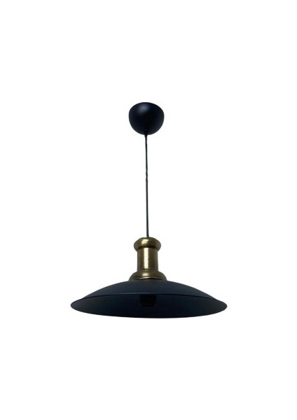 Retro Metal Dekoratif Siyah Rustik Tekli Sarkıt Avize Çap 35 cm
