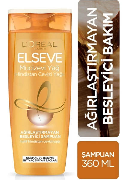 L'Oréal Paris Elseve Mucizevi Hindistan Cevizi Yağı Ağırlaştırmayan Besleyici Şampuan 360 Ml