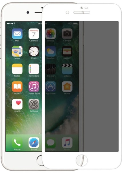 Apple iPhone 7 Gizli Kırılmaz Cam Privacy Tam Kaplayan Beyaz