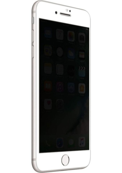 Apple iPhone 7 Gizli Kırılmaz Cam Privacy Tam Kaplayan Beyaz