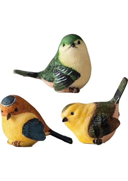 Reçine Kuşları Figürler El Sanatları Mini Kuşlar Heykel Kitap Ofis Süsleme 3 Pcs (Yurt Dışından)