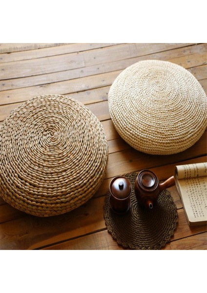 Japon Tarzı Straw Futon Örme Yuvarlak Koltuk Yastık Dia. 30CM (11.81 ") Pouf (Yurt Dışından) modelleri