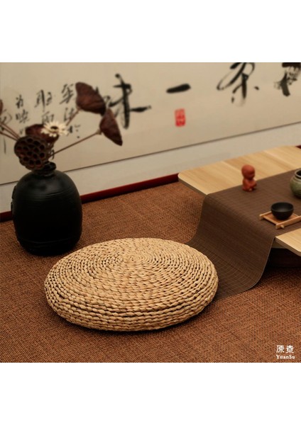 Japon Tarzı Straw Futon Örme Yuvarlak Koltuk Yastık Dia. 30CM (11.81 ") Pouf (Yurt Dışından) fırsatları