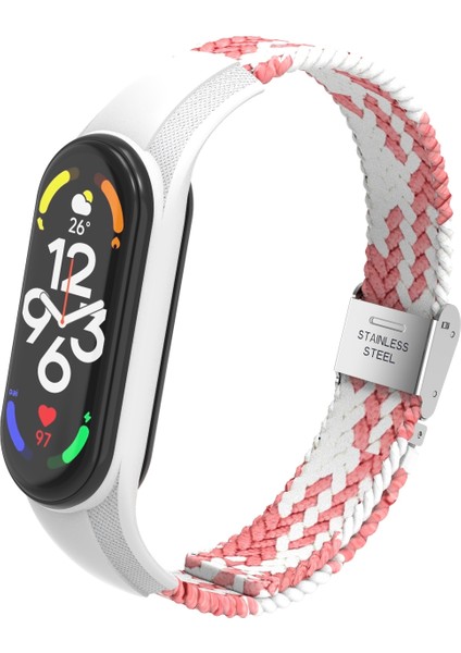 Xiaomi Mi Band 7 Pembe Beyaz Için Naylon Örgülü Saat Grubu (Yurt Dışından) fiyatları