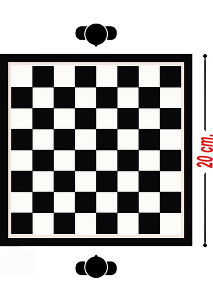 Özel Ayaklı Ahşap Satranç Tahtası Alev Kırmızı Mermer Desenli Zemin 20 x 20 Cm. (Sadece Tahta)