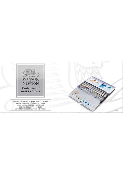 : Professional Tüp Suluboya Seti : 12 Renk x 5 ml Tüp (Metal Kutulu)