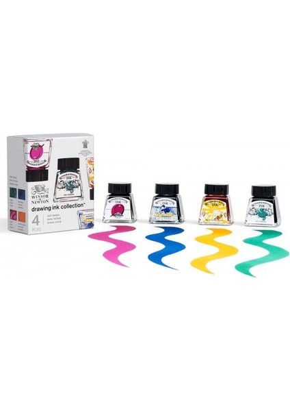 : Çizim Mürekkebi Seti : 4 Renk x 14 ml (Zengin Tonlar)