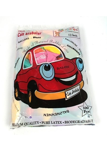 Can Arabalar Baskılı Karışık Renk Balon 15 Adet