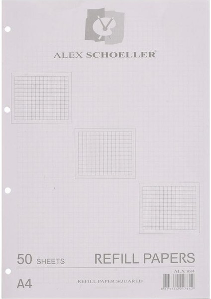 Alex Schoeller Kolej Yedek Beyaz 50 Yp. A4 Kareli