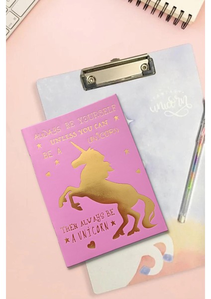 Unicorn Altın Çizgisiz Not Defteri