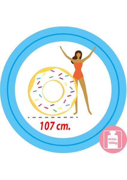 ES56265 Şekerli Donut Tasarımlı Havuz & Deniz Simidi Can Simidi 107 Cm.