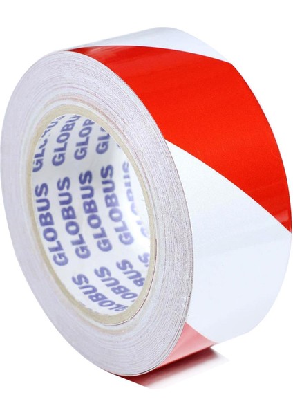 Globus Reflektörlü Reflektif Fosforlu Şerit Bant Ikaz Bandı Kırmızı-Beyaz (3 Metre)