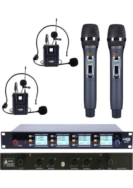 Hepa Merz HM-444EH 4'lü Kablosuz EL Yaka ve Kafa Mikrofonu Seti 4'LÜ Telsiz Mikrofon (2 EL 2 YAKA)