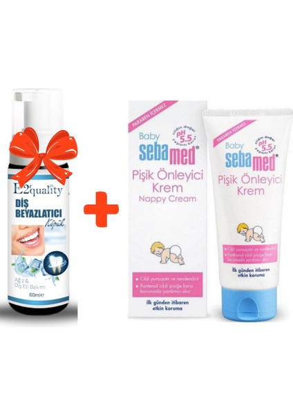 E2'quality Diş Beyazlatıcı Köpük + Sebamed Bebek Pişik Kremi 100 ml